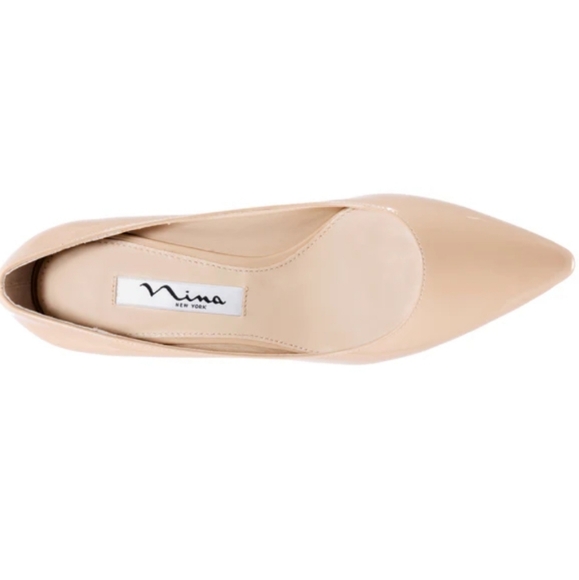 NINA60 LATTE PATENT LEATHERETTE MID-HEEL CLASSIC PUMP - Picture 4 of 5